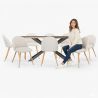 Buy Pack Industrial Wooden Table (200cm) & 8 Bouclé Upholstered Chairs - Bennett White 60576 at MyFaktory